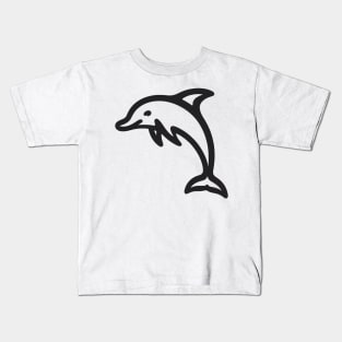 Stick Figure of a Dolphin in Black Ink Kids T-Shirt